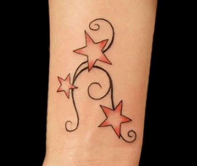 Floral Star Pattern Wrist Colored Tattoo