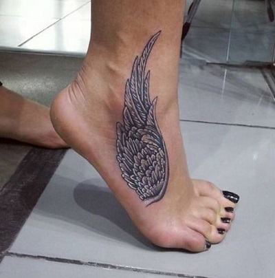 Foot Angel Wing Tattoo Design