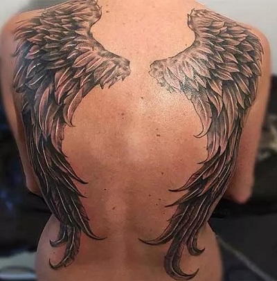 Full back Angle’s Wing tattoo design