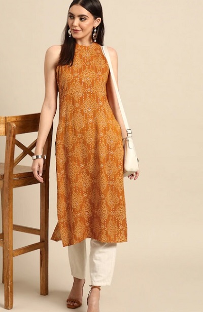 Halter Neck Sleeveless Kurta