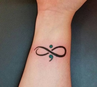 Infinity and Semi Colon Wrist Tattoo