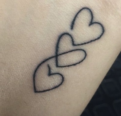 Interjoined Multi Heart Tattoo