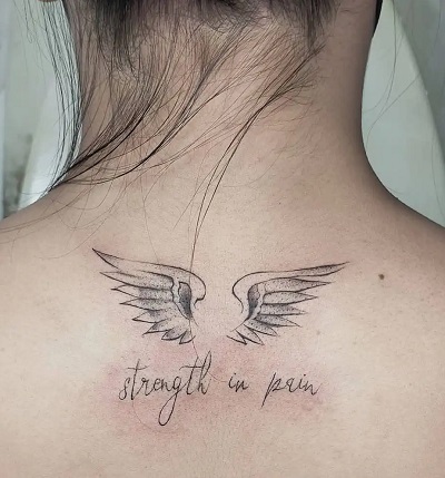 Quotation Angel wing tattoo