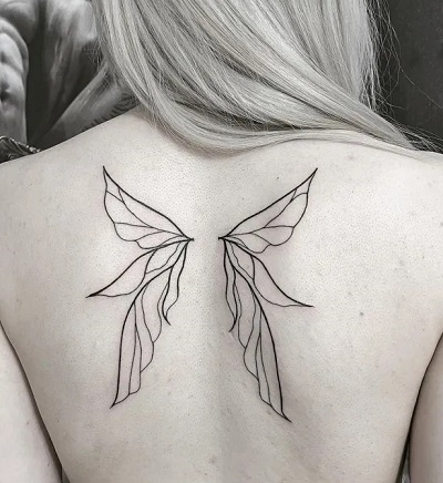 Simple Back Angel Wing Tattoo Design