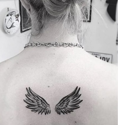Small Sized Angel Wing Tattoo For Women