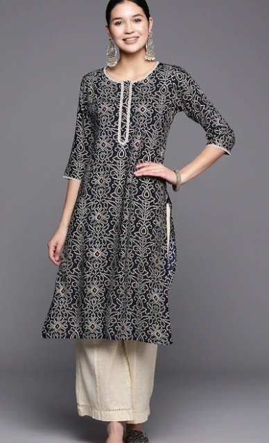 Summer Printed Black Kurta