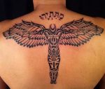 Tribal Angel Wing Back Tattoo 150x127 
