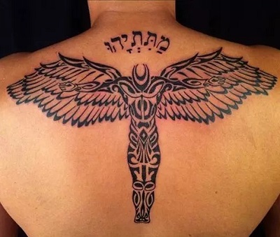 Tribal Angel wing Back Tattoo
