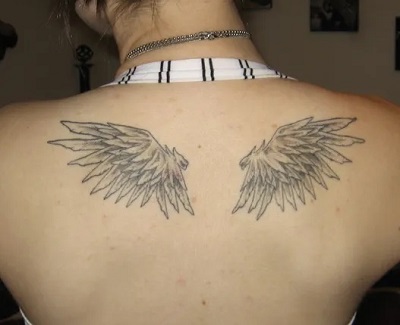 Upper Back Angel Wings Tattoo
