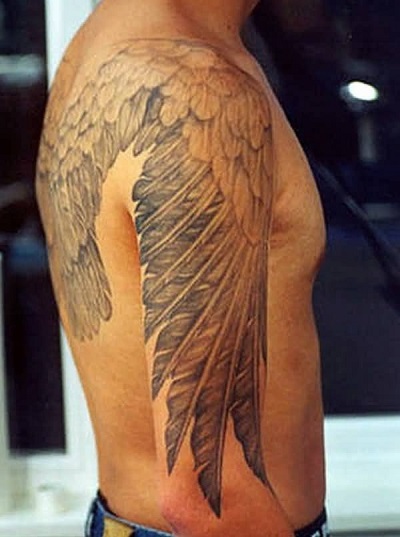 Shoulder And Arms Angel’s Wing Tattoo