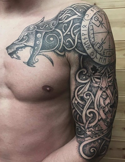 Celtic Dragon Shoulder Arm tattoo