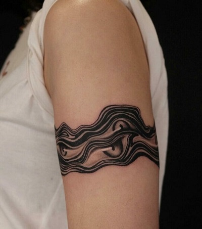 Dark Waved Pattern Tattoo