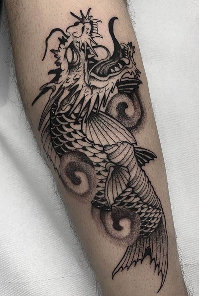 Dragon Style Koi Fish Tattoo