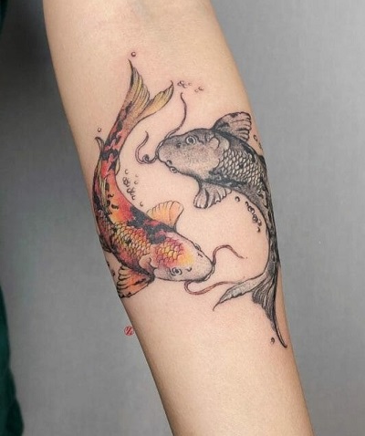 Forearm Koi Fish Tattoo Pair