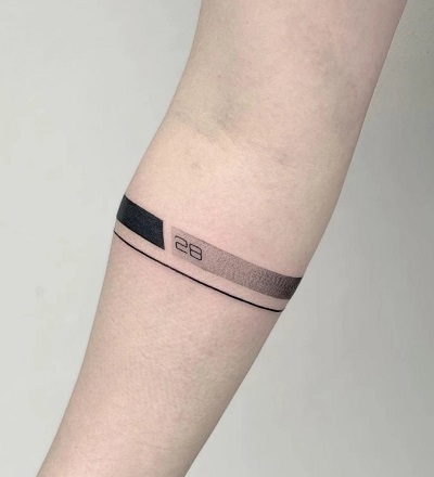 Shaded Numeral Armband Tattoo
