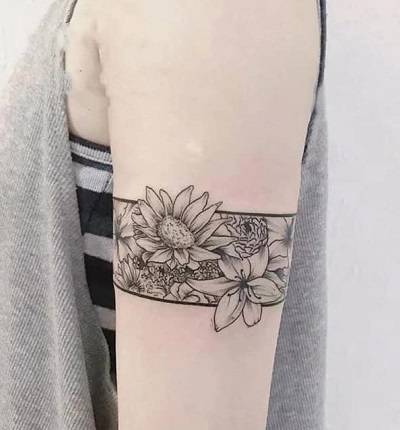 Sunflower Female Bicep Tattoo