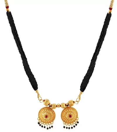 Black Beaded Side Chain Maharashtrian Mangalsutra