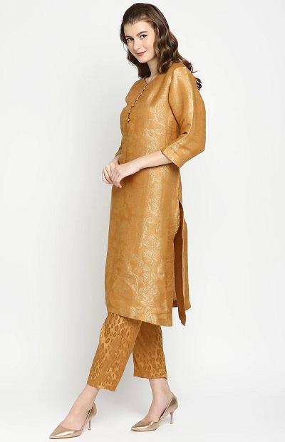 Front Button Work Silk Kurti