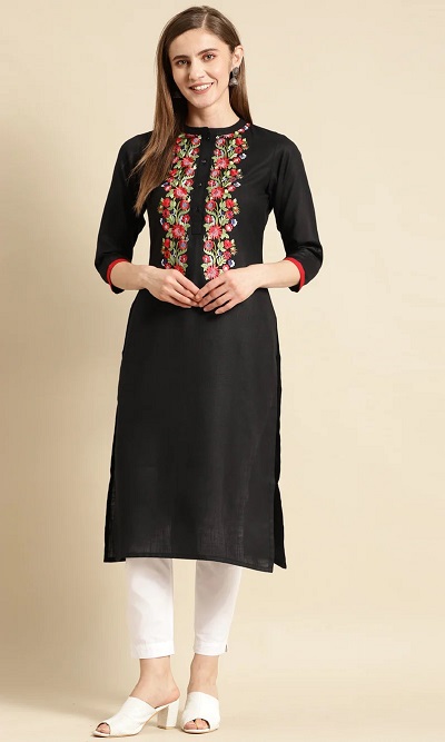 Front Embroidered Black kurta