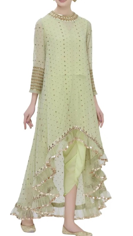 High Low Pattern Georgette Party Wear Kurti