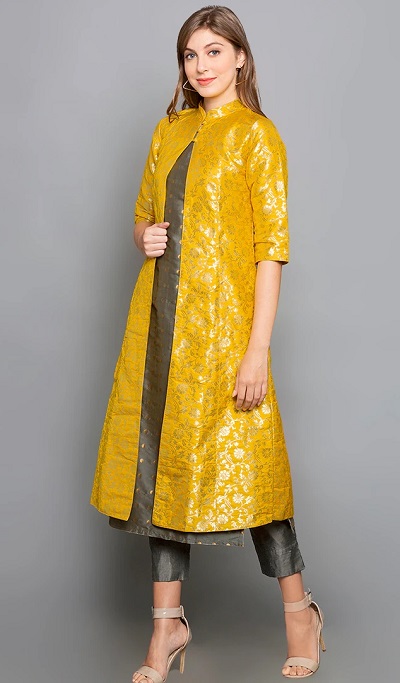 Layer Jacket Style Long Kurta For Parties