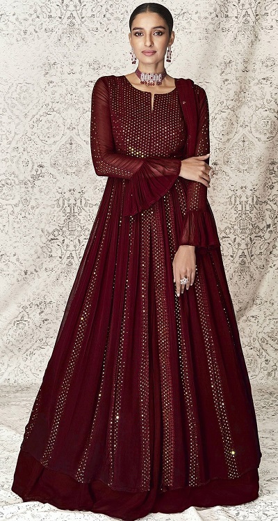 Long Anarkali Style Heavy Embellished Kurti