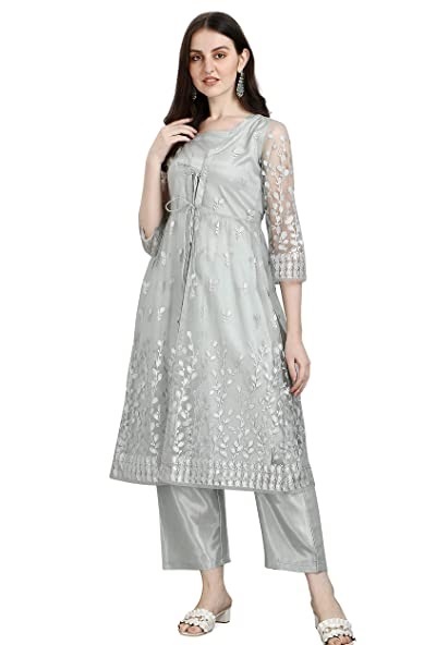 Net Jacket V Party Wear Kurta