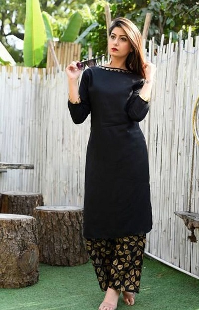 Simple Plain Black Kurti Design