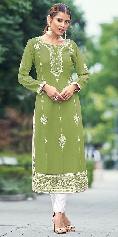 Simple Thread Work Long Designer Kurti