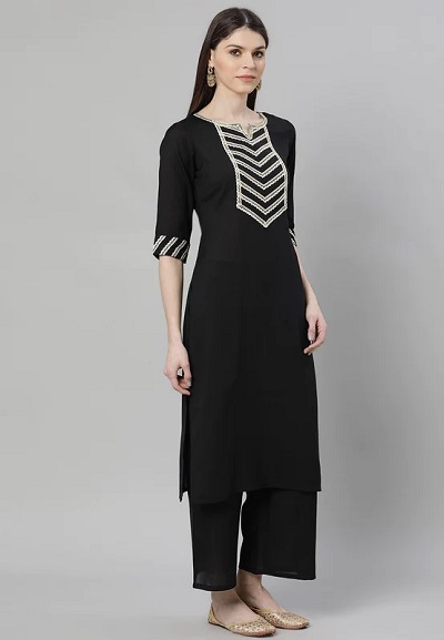 Straight Fit Black kurti with palazzos