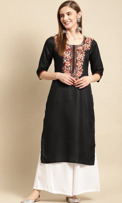 Thread work Black kurta