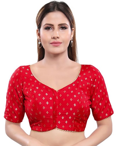 Art Silk Simple Festive Red Saree Blouse