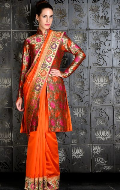 Brocade Long Jacket For Sarees