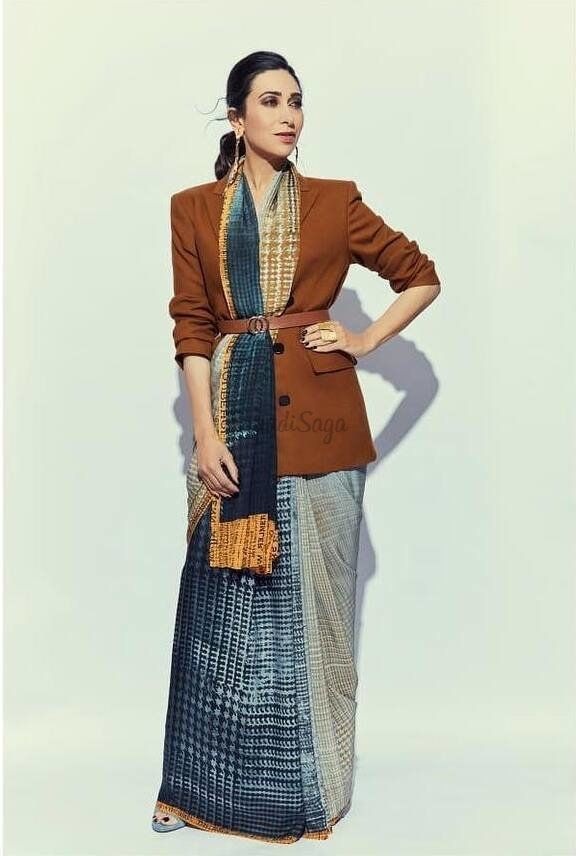 Cotton Saree With Smart Fit Blazer And Belt