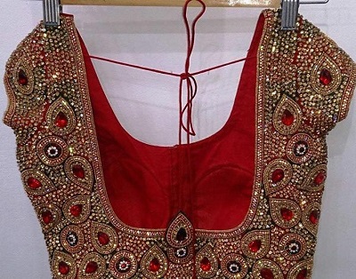 Heavy Embellished Bridal Red Saree Blouse
