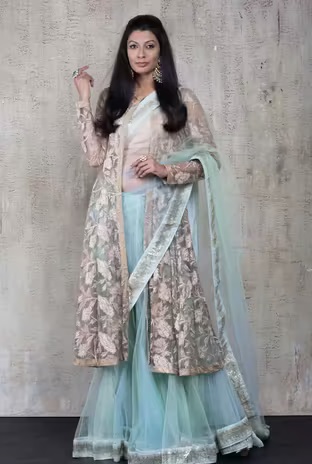 Long Net Jacket And Lehenga Saree