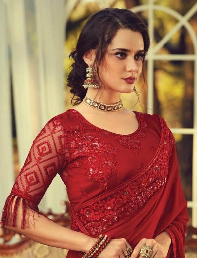 Partywear Red Net Blouse