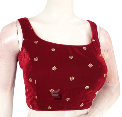 Sleeveless Velvet Blouse For Chiffon Sarees