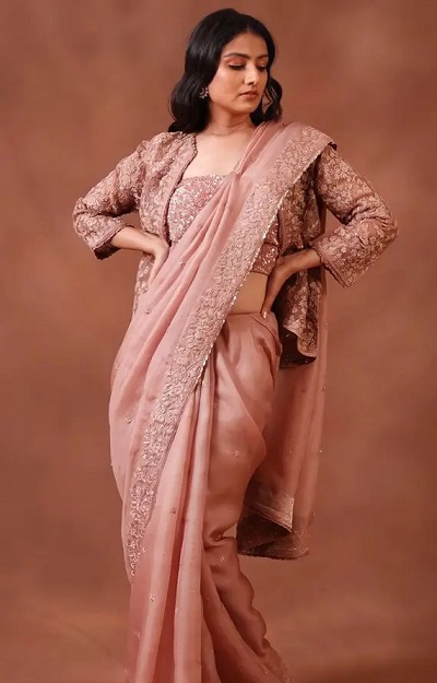 Saree with hot sale coat style