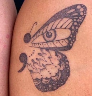 Butterfly Semi Colon Design tattoo