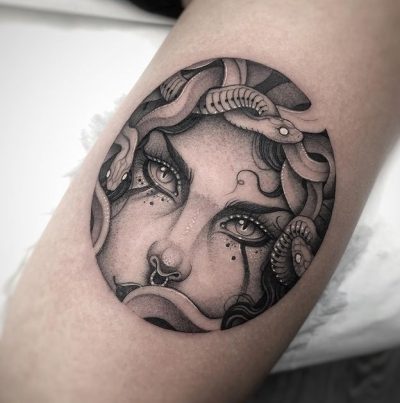 Circular Medusa Symbol Tattoo