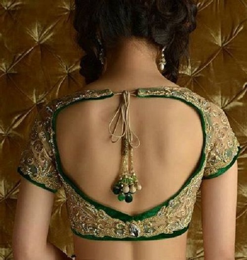 Deep Back Neck Blouse Design