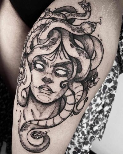 Fiery Medusa tattoo