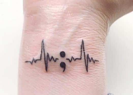 Heart rate Semi Colon Tattoo