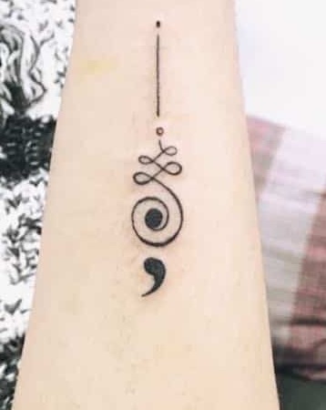 Henna Inspired Semi Colon Tattoo