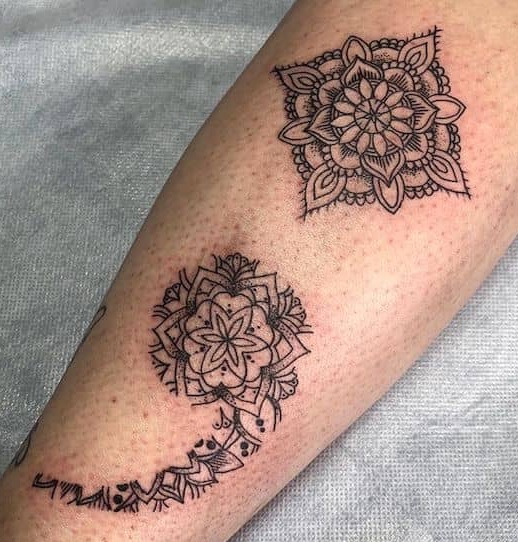 Mandala art Semi Colon Tattoo