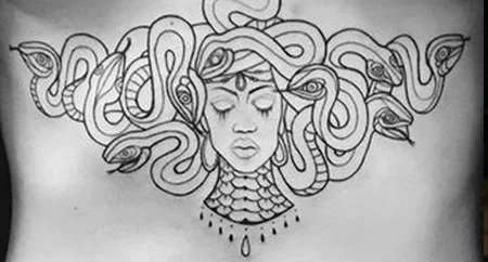 Subtle Back Medusa design tattoo