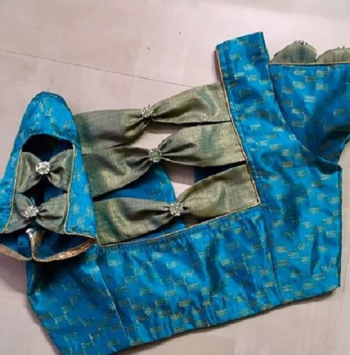 Triple Bow Pattern Saree Blouse