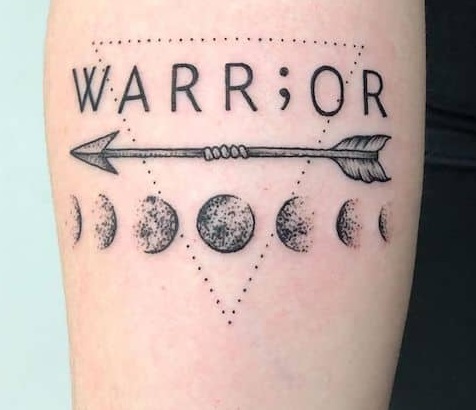 Warrior Semi Colon Tattoo