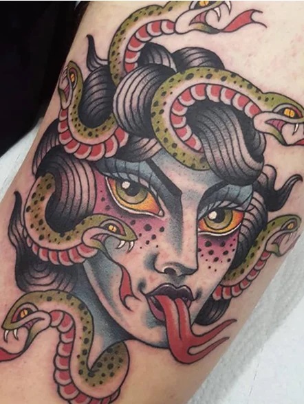 Watercolour Medusa tattoo